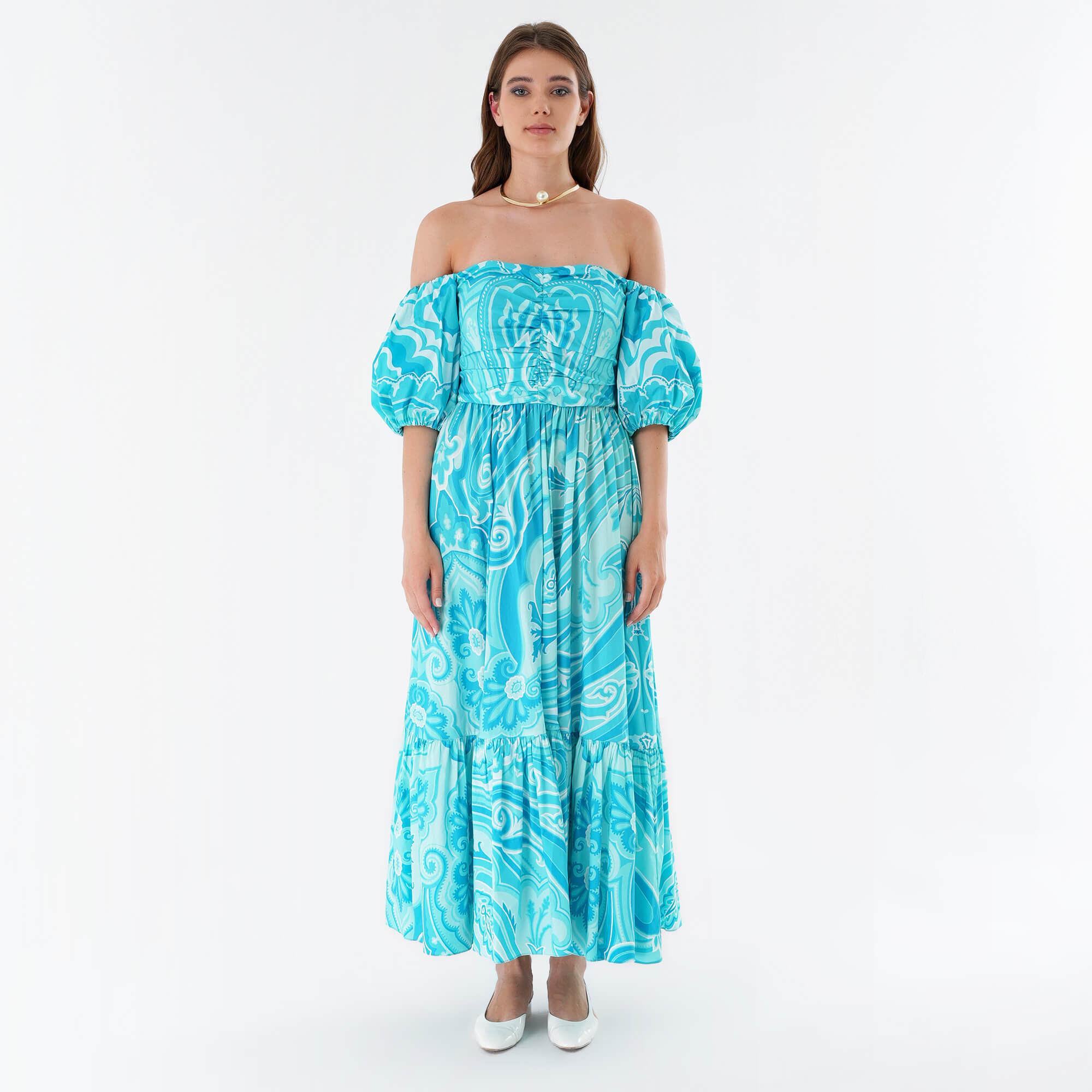 Etro -Paisley Cotton Blend Midi Dress IT42 